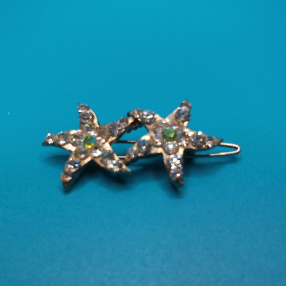 Stars Hair Clip, silver color, white rhinestone, shiny crystals - Picture 3 of 14